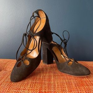 Aquazzura Black Suede Dancer 85mm Pumps - size 37